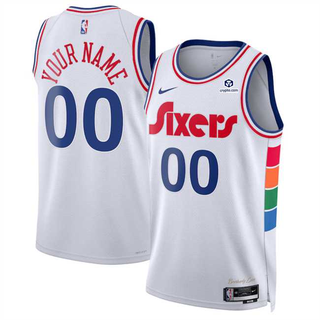 Men%27s Philadelphia 76ers Active Player Custom White 2024-25 City Edition Stitched Jersey